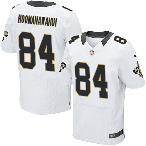 Men's Elite Michael Hoomanawanui Nike Jersey White Road - #84 NFL New Orleans Saints